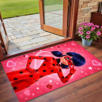 Anti‑Slip Crystal Velvet Floor Rug, Miraculous Ladybug Design Carpet for Indoor Living Bedroom Home Decoration 50cmx80cm