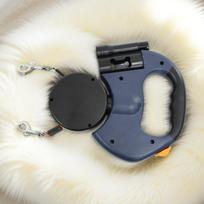 Retractable Dual Dog Leash with LED Light 360 Swivel No Tangle Independent Braking 3M Reflective Leads for Dogs black