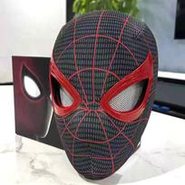 Miles Morales Žmogus-voras kaukė su judančiomis akimis mirksinti Helovino Cosplay kaukė vaikams suaugusiems Game version gray