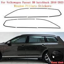 Volkswagen Passat B8 2016- Variant Langų Chromo Šalinimo Juodos Lipdukai ABC Stulpams Blizgūs Juodi Lipdukai Glossy black black