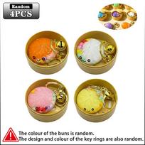 Mielų koldūnų raktų pakabukų rinkinys 3D bandelės formos kietas korpusas Fidget raktų pakabukas su varpeliu Spalvingas krepšio pakabukas Šventės Gimtadienio dovana brown