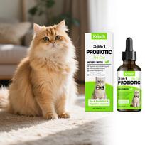 Felines 3-In-1 Digestive Immune Supplement Liquid Cat Probiotics Drops For Sensitive Stomach Pet Supplies beige