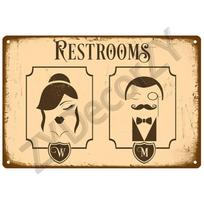 WC Tualeto skardos plakatas Senoviniai sieniniai plakatai Metaliniai ženklai Dekoratyvinė sieninė plokštė Virtuvė Plokštelė Metalo senovinio dekoro priedai 20x30cm white