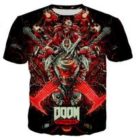 Doom marškinėliai FPS Žaidimas 3D spausdinimas Gatvės apranga Vyrai Moteriški Šaunūs dideli marškinėliai su kaklu Harajuku Mados Vaikams Berniukams Marškinėliai Viršutiniai Drabužiai XL gray