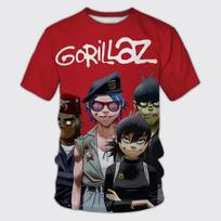 Roko grupė Gorillaz 3D spauda vyriški/ moteriški kasdieniai madingi marškinėliai apvaliu kaklu, vaikiški marškinėliai trumpomis rankovėmis, vasariniai didelio dydžio unisex drabužiai S black