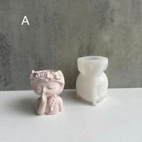 Girl Princess Flower Pot Silicone Mold DIY Succulent Pot Plant Gypsum Cement Mold Vase Mold for Car Aromatherapy Decoration A