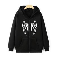 Voratinklio rašto Y2K su užtrauktuku džemperis Streetwear Vintažinis Rudens Unisex su užtrauktuku gobtuvas Harajuku Mada Voro grafikos su užtrauktuku gobtuvas XXL black