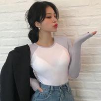 Retro Hong Kong Chic Slim-Fit Raglan Tee: Black & White Long Sleeve Top for Women XXL raudona/balta