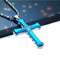 Naujas Tamsaus Riterio Vyriškas Karoliai Papuošalai Kryžiaus Pakabukas 50CM(Necklace Size) blue