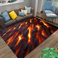 3D Volcano Lava Magma Rugs Carpet for Bedroom Decor Living Room Large Area Rugs Bedside Non-slip Floor Mat Home Entrance Doormat 80 x120cm