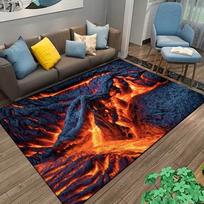 3D Volcano Lava Magma Rugs Carpet for Bedroom Decor Living Room Large Area Rugs Bedside Non-slip Floor Mat Home Entrance Doormat 80 x120cm black