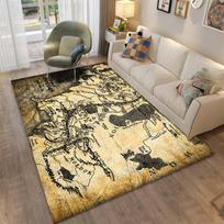 Viduržemio žemės žemėlapio rašto plotinis kilimas Didelis kilimas svetainei, miegamajam, sofai, prie durų dekoracija, vaikams neslystantis grindų kilimėlis 50x80cm (20x31in)