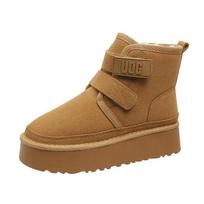 Batai su storais padais, Velcro batai, Vilna, Apvalus priekis, Trumpi Velcro sniego batai moterims 40 ruda/kaštoninė
