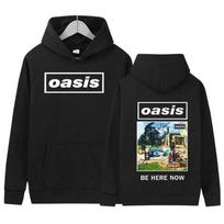Britų Grupė O-Oasis Grafinis Džemperis Su Gobtuvu Vyriškas Vintažinis Aukštos Kokybės Per dydį Megztinis Y2k Unisex Vilnos Puloveris Su Gobtuvu Gatvės Stilius L gray