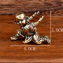 Mini Cute Kung Fu Little Monk Statue Creative Brass Home Decoration Sculpture of Chinese Kung Fu Figures Desktop Ornament Crafts black