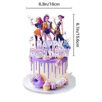 K-pop Demon Hunters Party Favors Cupcake Toppers Anime Demon Hunting Card Group Postcard Stickers Banner Balloon Christmas white