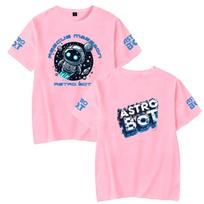 Astro Bot Anime Women Men's T-shirts Cartoon Printed O-Neck Oversized Short Sleeves Fashion Mens Clothing Streetwear XXS rožinė