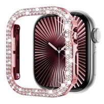 Deimantinis dėklas Apple watch 9 8 7 41mm 45mm 44mm 40mm 46mm Priedai Bling Bamperis Apsauginis dangtelis iWatch serija 3 4 5 6 se 10 44mm series 654 SE rožinės rožinės spalvos