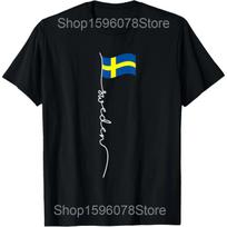 Juokingas Švedijos Signature Vėliavos Kotas Švediškos Marškinėliai Vyrams Medvilniniai Humoras Gatvės Stiliaus Marškinėliai Trumpomis Rankovėmis Unisex Laisvi Drabužiai 3XL black