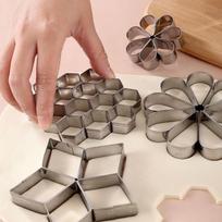 Nerūdijančio plieno giliai keptuvėje kepamų užkandžių ir pyragaičių forma - Medaus koriaus žiedas 7-Hole Hexagon gray