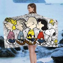 Mielas šuo S-Snoopy vonios rankšluostis Mikropluošto minkštas vandens sugeriantis pralaidus orui mergaitei vaikams Dekoratyvinis animacinis paplūdimio rankšluostis W80*H130(CM)