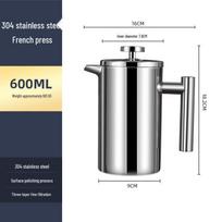 304 Stainless Steel Double-Layer French Press Coffee & Tea Maker gray