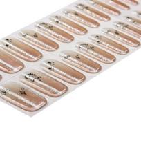 Glitter Nail Polish Strips with File Easy Apply Remove Self Adhesive Women Full Nail Sticker Home Manicure DIY Nail Art Decoration Wrap beige