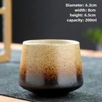 Vintažinė japoniška Raku keramikos arbatos puodelis Rankų darbo Grubus keramikos Kung Fu puodelis Krosnies glazūra Unikalus dizainas Namų naudojimui 200-210ml beige