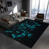 Trendy 120*80cm 3D Geometric Carpet Decorative Non-Slip Hexagon Theme Carpets Honeycomb Sport Rug Floor Mat Living Room Bedroom 120-80cm gray