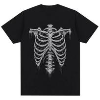 90s Vintage Style Rib Cage Graphic T Shirts Men Women Punk Y2k Harajuku Summer T-shirts Hip Hop Streetwear Oversized Tshirt XXL gray