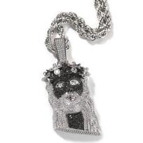 THE BLING KING Juodas Baltas Jėzaus Pakabukas Ledinis Dviejų Tonų Kubinio Cirkonio Pakabukas Karoliai Hiphopas Papuošalai 3mm Cuban chain&20inch gray