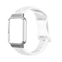 Silikoninis dirželis+metalinis rėmelis xiaomi Mi band 10 Pro išmaniajam laikrodžiui, pakaitinis korpusas su dirželiu Mi Band10 Pro Keraminiai priedai mi Band10 Pro Ceramic balta