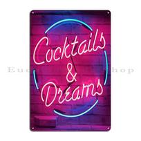 Baro Kokteiliai Svajonės Disco Vakarėlio Kokteiliai Ir Svajonės Neoninis Metalo Pub Sienos Tapyba Dekoras Vintažinis Skardos Ženklas Plakatas 30x40cm(11.8x15.7inch)