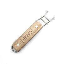Outdoor Grill Grate Lifter Stainless Steel Cooking Grid Lifter Grill Grate Gripper with Wooden Handle beige