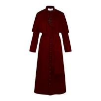 Viduramžių Renesanso Retro Kunigo Cosplay Kostiumai Katalikų Bažnyčia Religija Popiežiaus Kunigas Mišių Pamokslininkas Viengubas Apsiaustas Dvasininko Sutanos M white