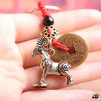 2027 Year Of Chinese Zodiac Goat Lucky Pendant Keychain Copper Feng Shui Wealth Key Ring Women Men Bag Charm Jewelry Gift as the picture brown