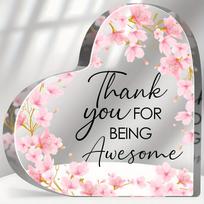 1pc Thank You Awesome, Logo, Acrylic Heart, Thanksgiving Christmas Gift, Inspirational Quotes, Gifts for Women, Men, Thanks, Souvenirs, Gifts for Frie 10x10cm white
