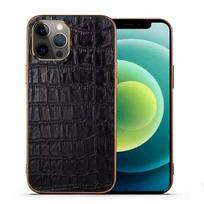 Genuine Leather Case for iPhone 15 14 13 12 11 Pro Max 12 Mini XR XSMax Crocodile Genuine Leather Luxury Plating Soft edge Cover For iPhone 13 juoda