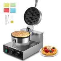 VEVOR Commercial Waffle Maker, 1230W Round Waffle Baker Machine, Non-Stick Stainless Steel Belgian Waffle Iron with Temperature and Time Control 25 x 46.5 x 28 cm