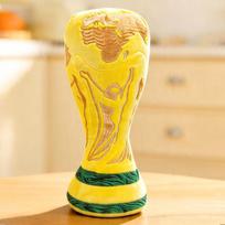 Pasaulio futbolo taurės pliušinė lėlė su PP medvilnės užpildu žaidimo dienos prizams ir kolekcionieriams Award Cup,25cm yellow