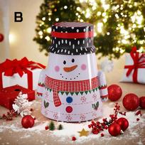 Christmas Cookie Tins with Lids Round Christmas Tin Containers with Gift Ribbon Large Medium Small Xmas Metal Nesting Containers