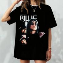 Billie Eilish Printed Fashionable Casual  Cotton Unisexs And Wounisex Tshirt Loose Retro Street Highquality Summer Tshirt Unisex B L gray