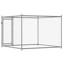 vidaXL Dog Cage with Door, Outdoor Kennel for Puppies, Pet Enclosure, Dog Playpen, Grey 172562