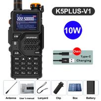 Baofeng UV-K5 Plus Walkie Talkie 12W High Capacity AM FM Two Way Radio Full Band LCD 999CH Frequency Copy NOAA Noise Reduce USB Plug