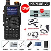 Baofeng UV-K5 Plus Walkie Talkie 12W High Capacity AM FM Two Way Radio Full Band LCD 999CH Frequency Copy NOAA Noise Reduce USB Plug