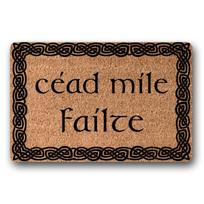 Cead Mile Failte Sveikinimo kilimėlis Lauko guminis neslystantis Sveikinimo durų kilimėlis Airiškas grindų kilimėlis Įkurtuvių dovana Vidaus 18inchx30inch brown