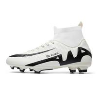 Children's football shoes Boys High-top leather spikes Broken nails Boys Children Adolescents Adult training football shoes 38 white