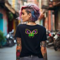 Arcane Jinx Butterfly Bomb T-shirt: Front & Back Print S brown