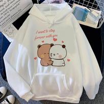 Bubu Dudu hoodies Women Unisex anime Fleece harajuku long sleeve top pulls Women Unisex 90s Pullover XL white