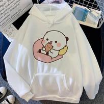 Bubu Dudu hoodies Women Unisex anime Fleece harajuku long sleeve top pulls Women Unisex 90s Pullover XL gray